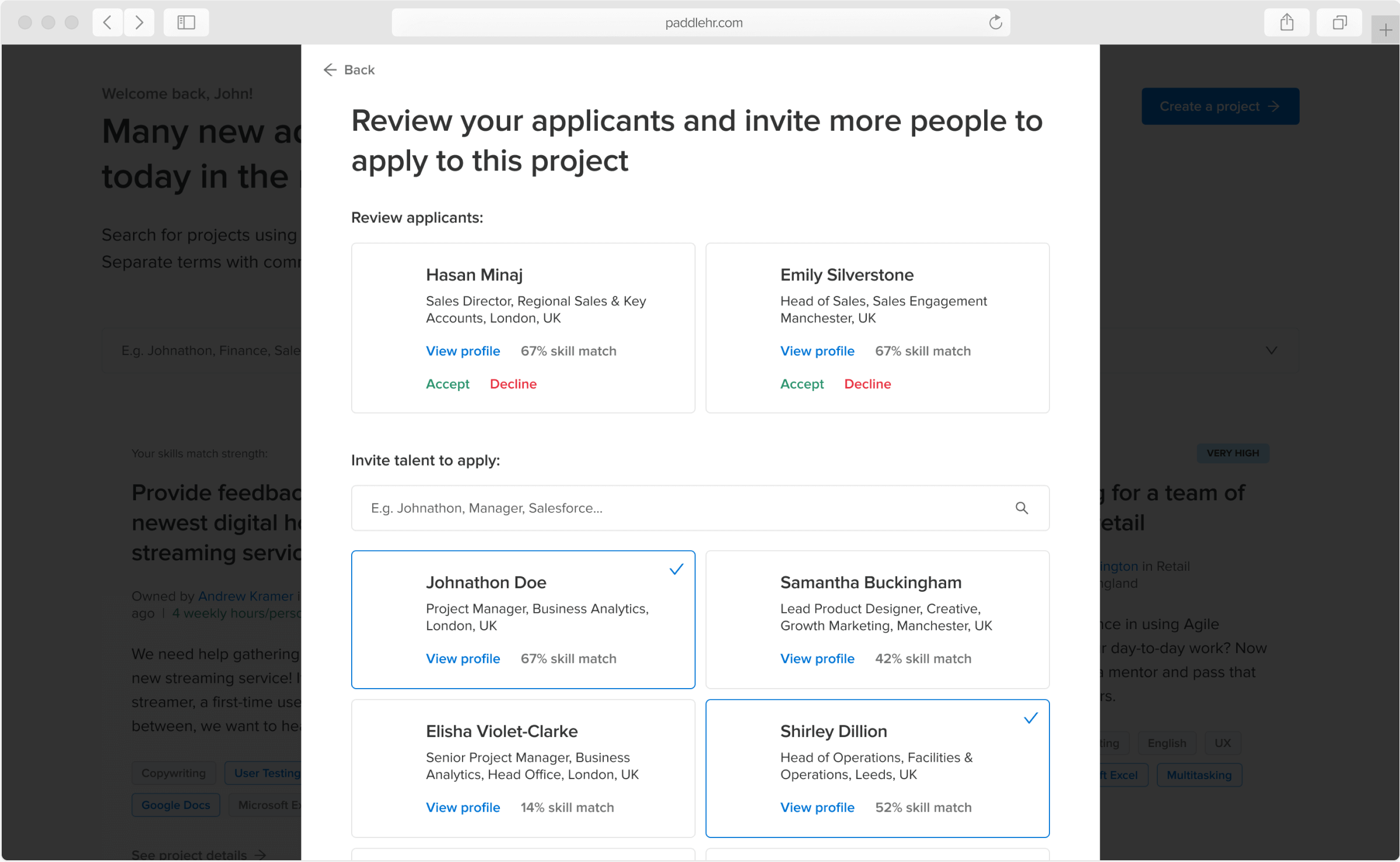 Review and hire applicants on Paddle